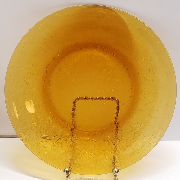 Vintage France Vereco Amber Flower Plate - Picture 14 of 16